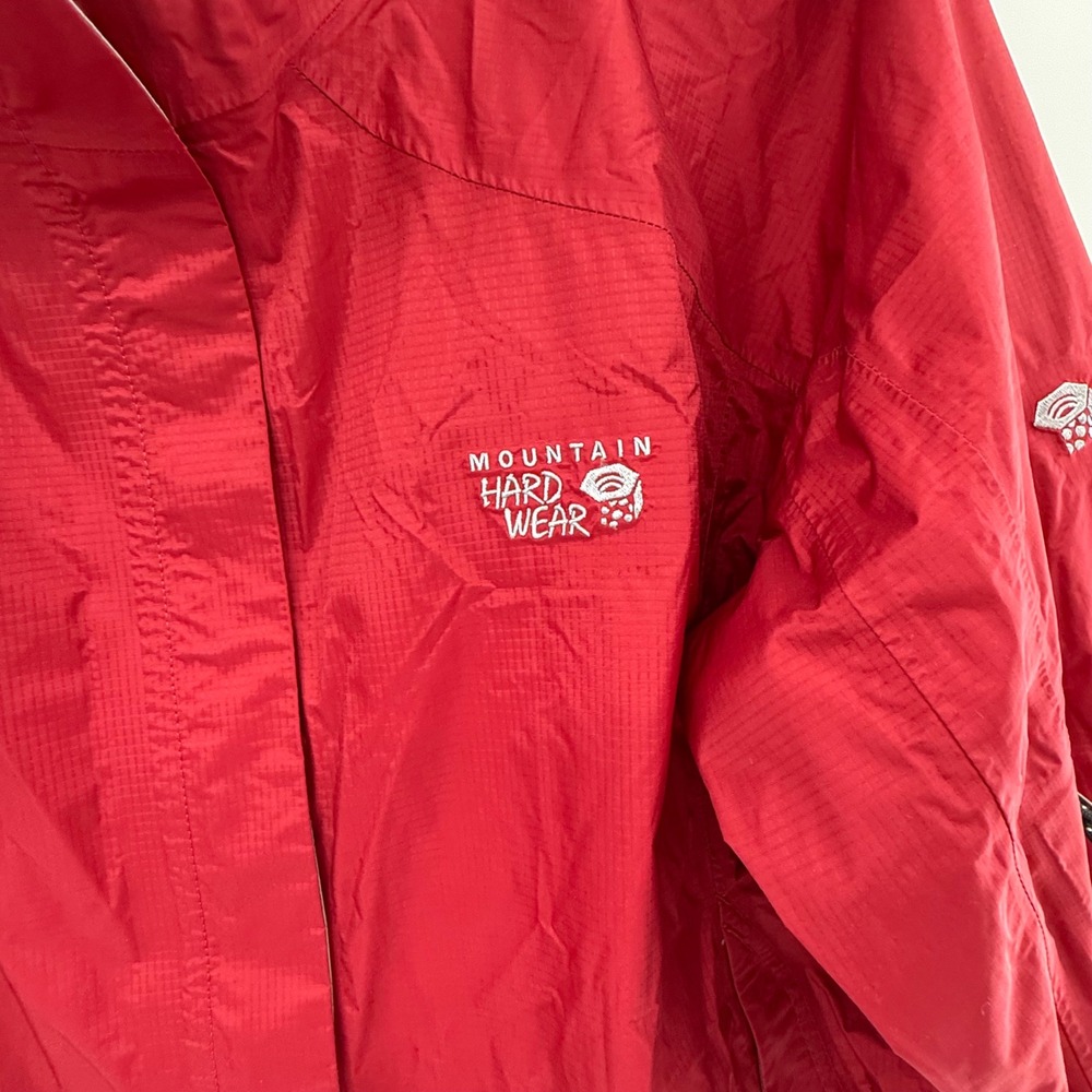 Mountain Hardwear Red Hooded Rain Jacket Women's XL Waterproof Windbreaker - Picture 2 of 5